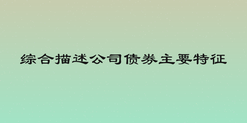 综合描述公司债券主要特征