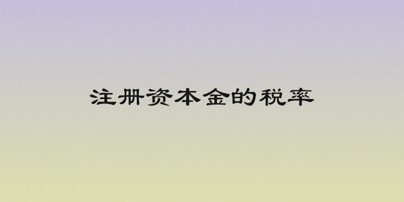 注册资本金的税率