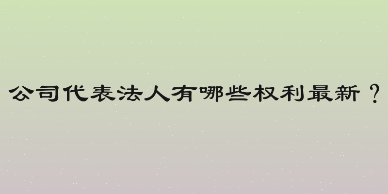 公司代表法人有哪些权利最新？
