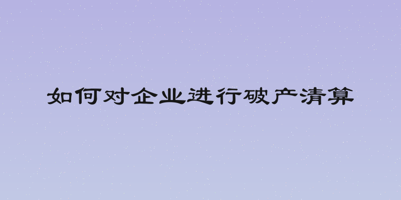 如何对企业进行破产清算