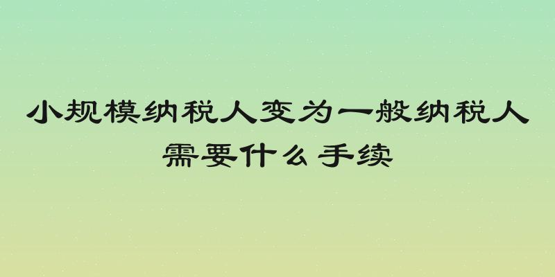 小规模纳税人变为一般纳税人需要什么手续