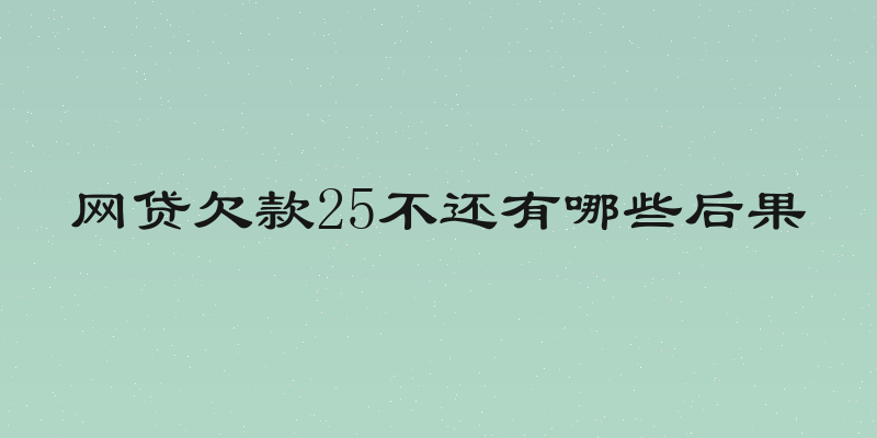 网贷欠款25不还有哪些后果