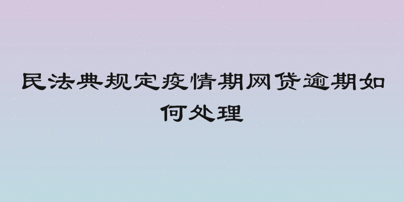 民法典规定疫情期网贷逾期如何处理