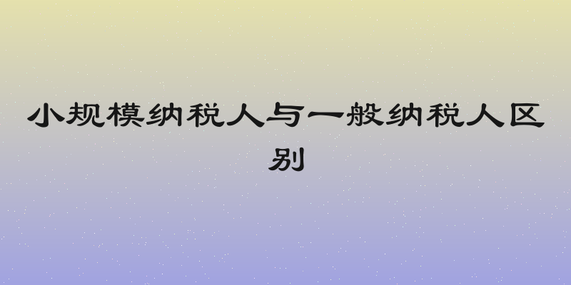 小规模纳税人与一般纳税人区别
