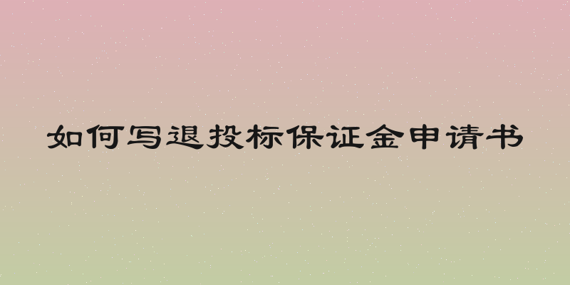 如何写退投标保证金申请书