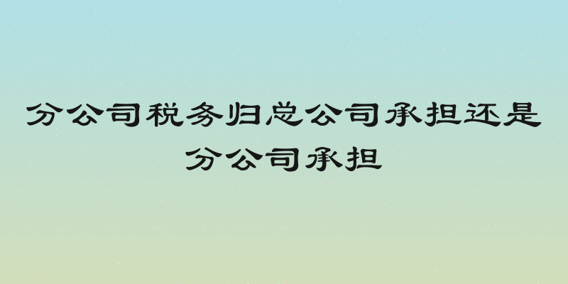 分公司税务归总公司承担还是分公司承担