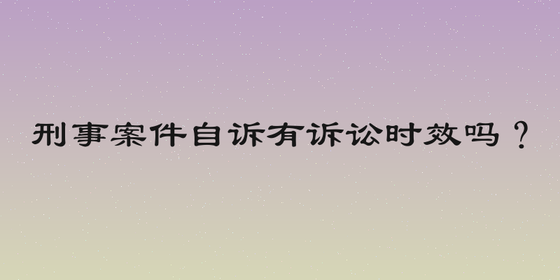 刑事案件自诉有诉讼时效吗？