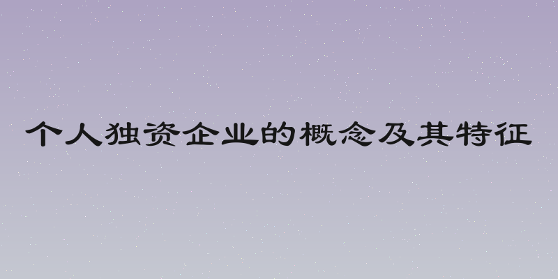 个人独资企业的概念及其特征