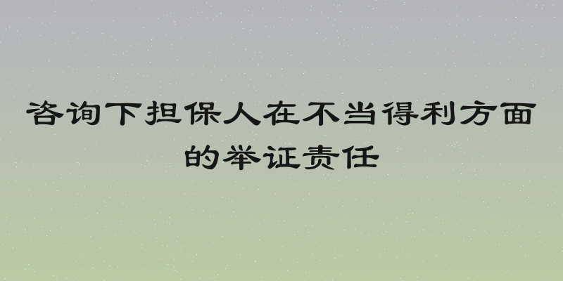 咨询下担保人在不当得利方面的举证责任