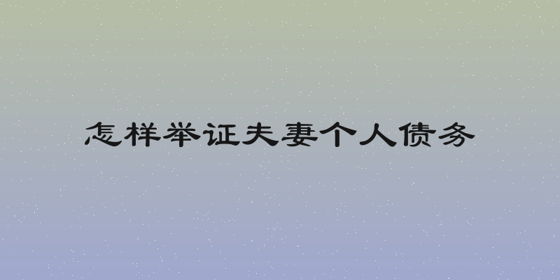 怎样举证夫妻个人债务