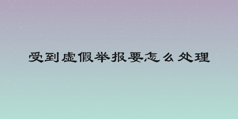 受到虚假举报要怎么处理