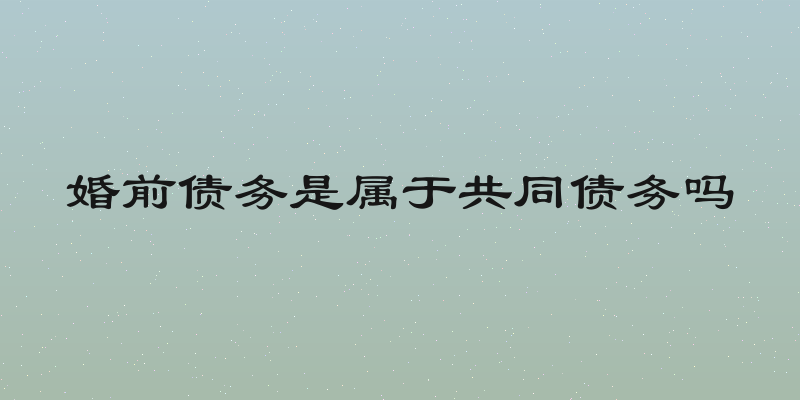 婚前债务是属于共同债务吗