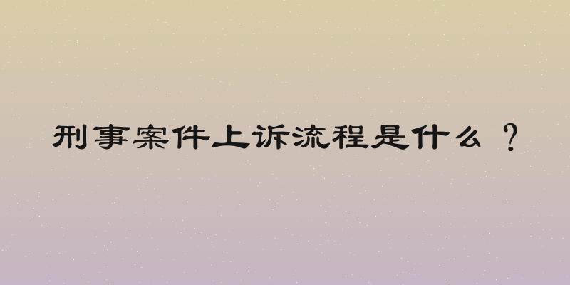刑事案件上诉流程是什么？