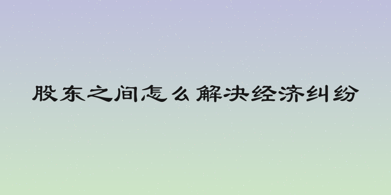 股东之间怎么解决经济纠纷