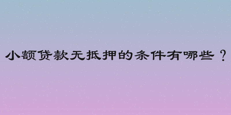 小额贷款无抵押的条件有哪些？