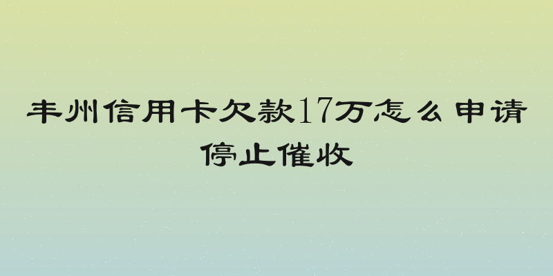 丰州信用卡欠款17万怎么申请停止催收