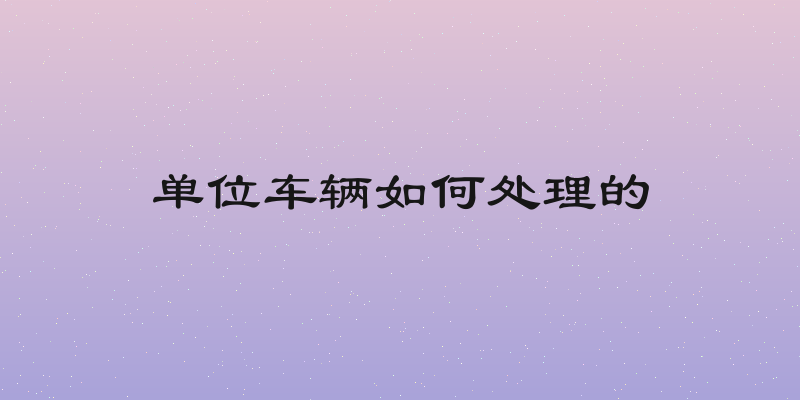 单位车辆如何处理的