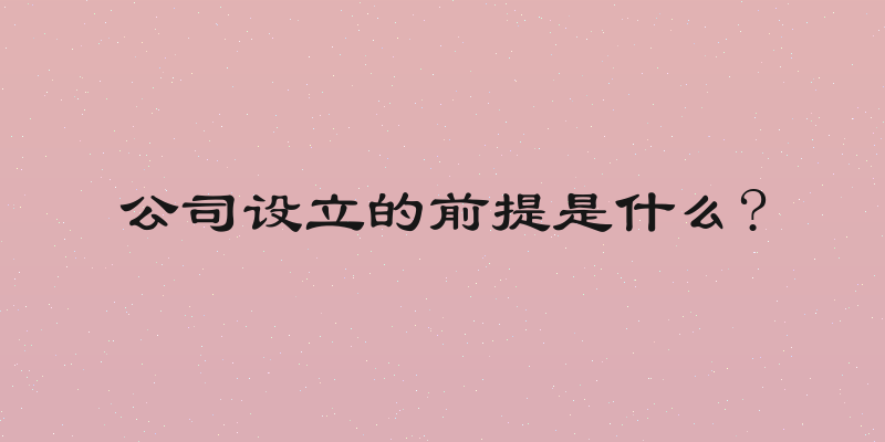 公司设立的前提是什么?