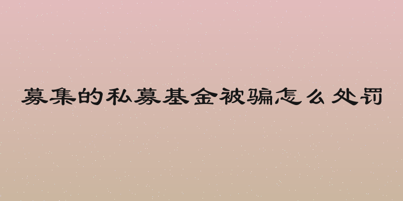 募集的私募基金被骗怎么处罚