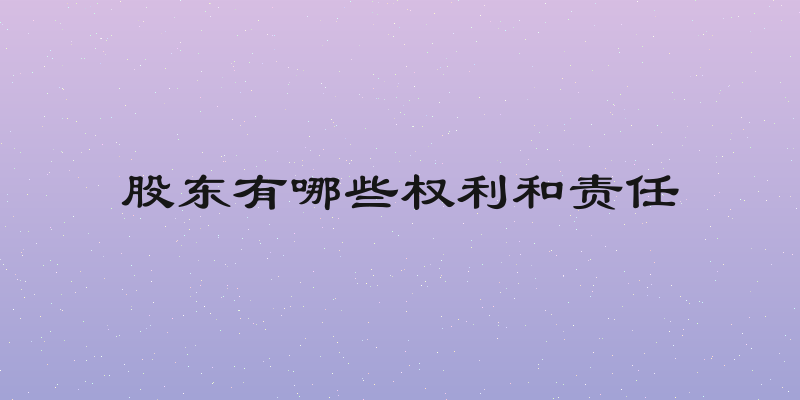 股东有哪些权利和责任