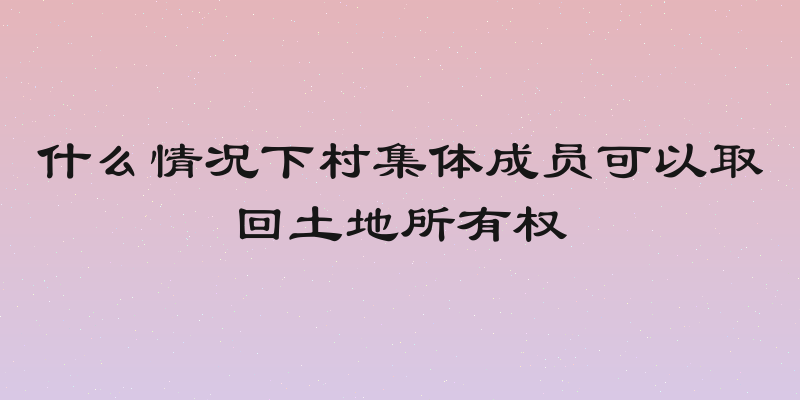 什么情况下村集体成员可以取回土地所有权