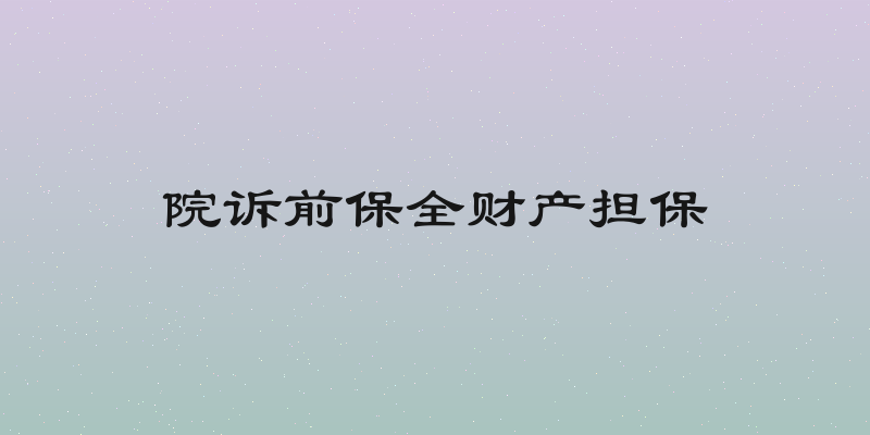 院诉前保全财产担保