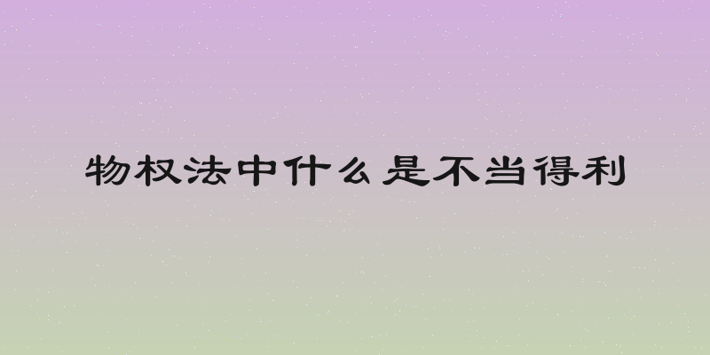 物权法中什么是不当得利