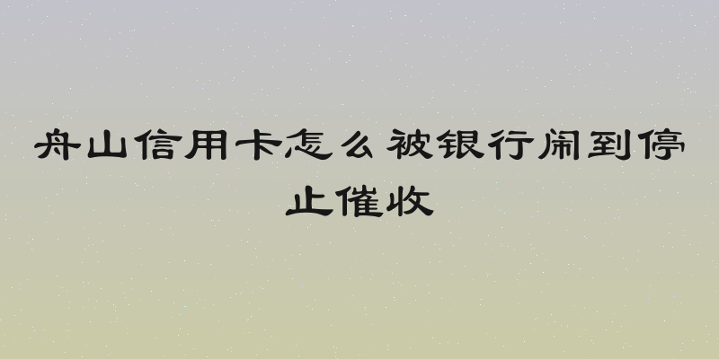 舟山信用卡怎么被银行闹到停止催收
