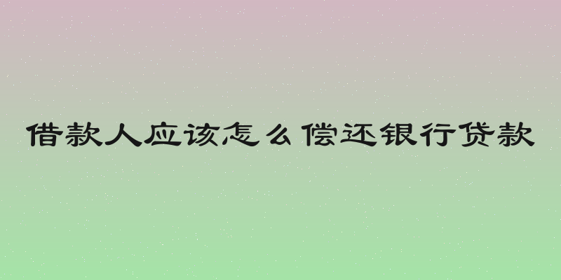 借款人应该怎么偿还银行贷款