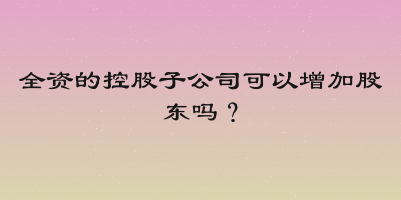 全资的控股子公司可以增加股东吗？