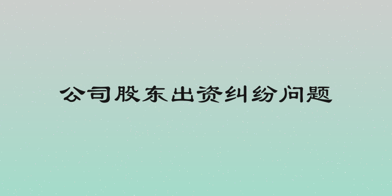 公司股东出资纠纷问题