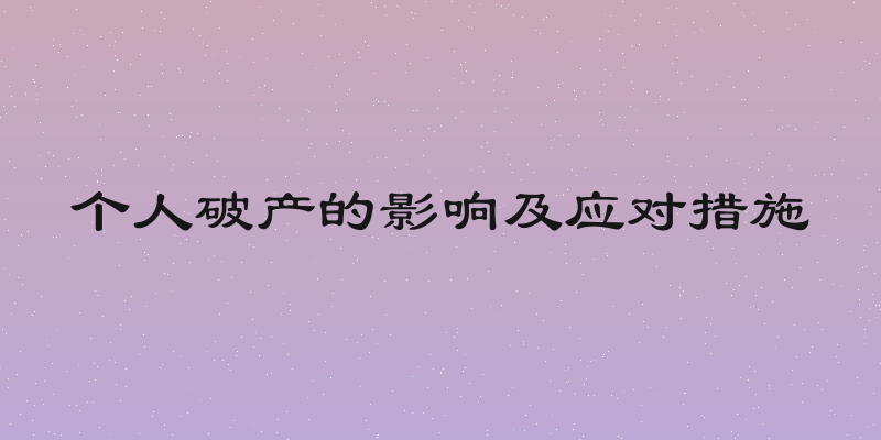个人破产的影响及应对措施