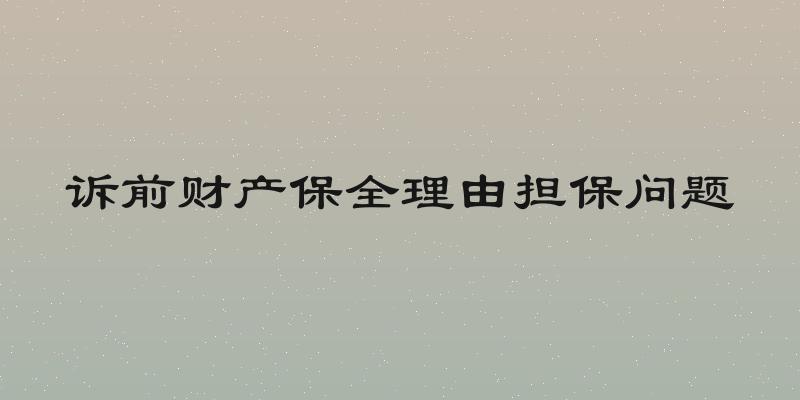 诉前财产保全理由担保问题