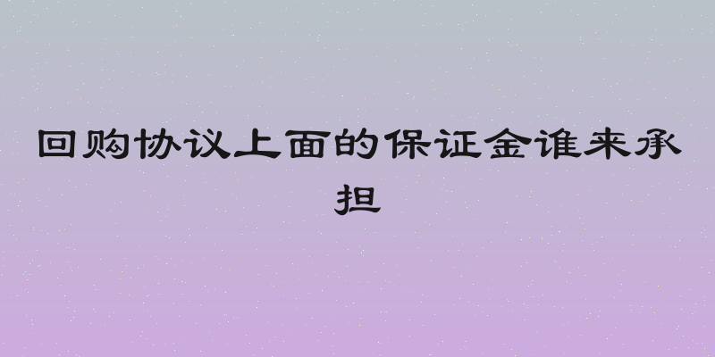 回购协议上面的保证金谁来承担