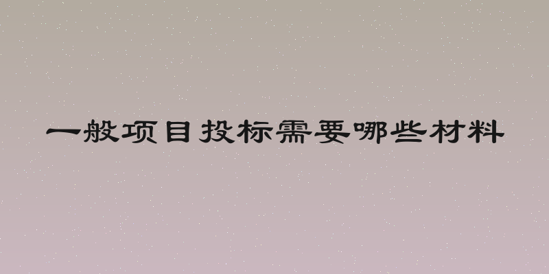 一般项目投标需要哪些材料