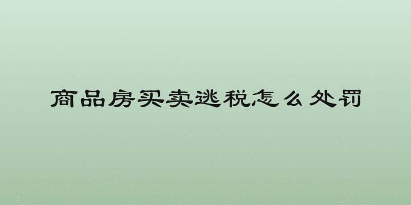 商品房买卖逃税怎么处罚