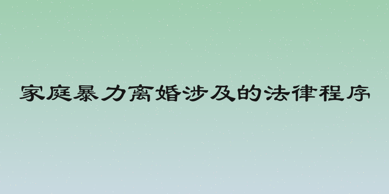 家庭暴力离婚涉及的法律程序