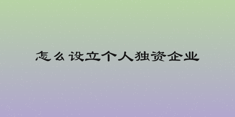 怎么设立个人独资企业