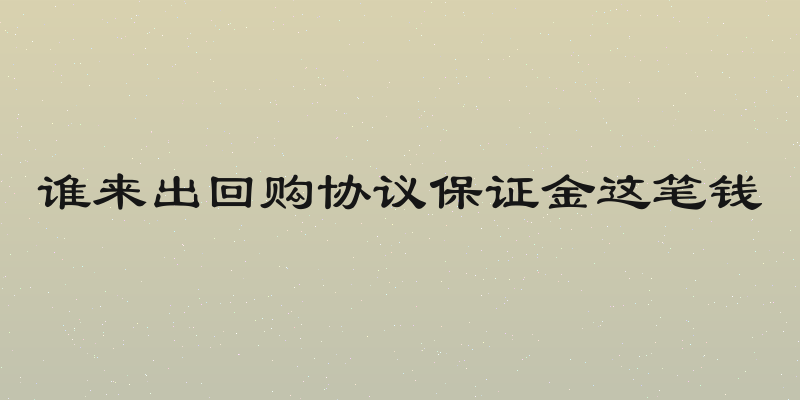 谁来出回购协议保证金这笔钱
