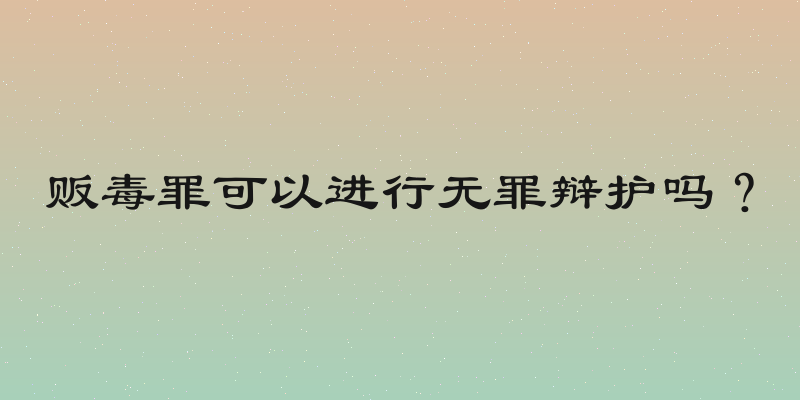 贩毒罪可以进行无罪辩护吗？
