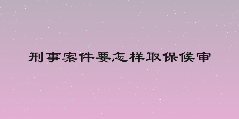 刑事案件要怎样取保候审