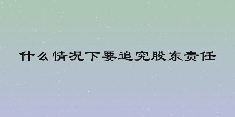 什么情况下要追究股东责任
