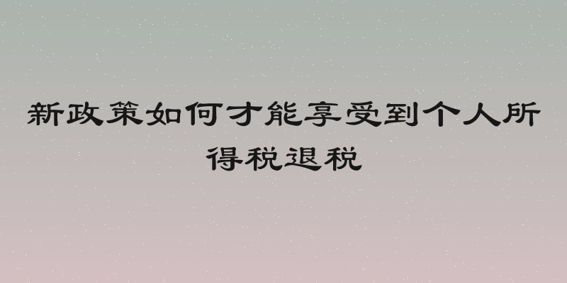 新政策如何才能享受到个人所得税退税