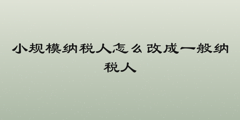 小规模纳税人怎么改成一般纳税人