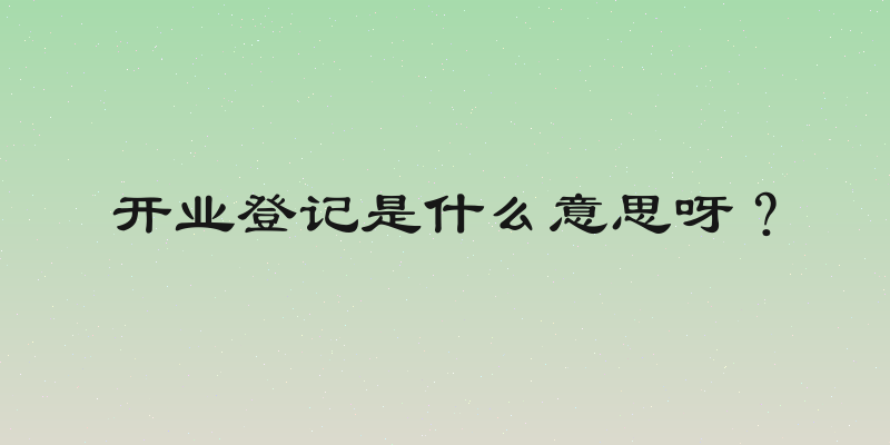 开业登记是什么意思呀？