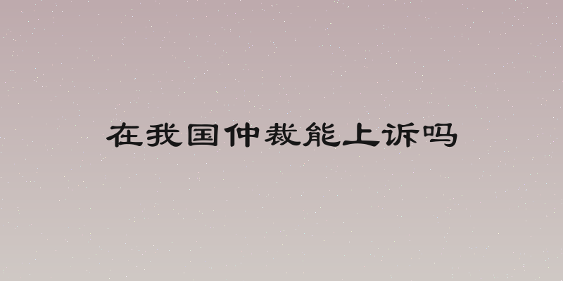 在我国仲裁能上诉吗