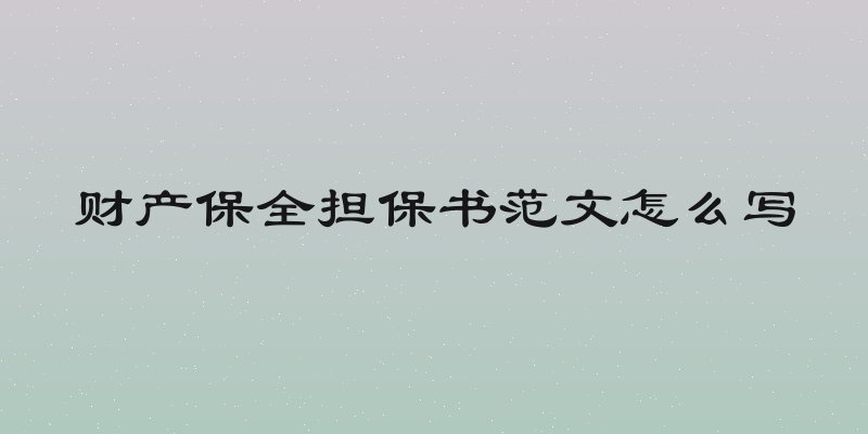 财产保全担保书范文怎么写