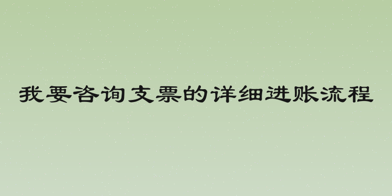 我要咨询支票的详细进账流程