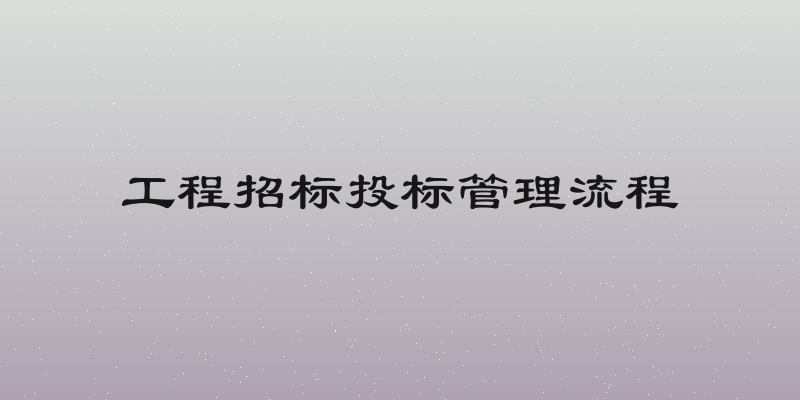 工程招标投标管理流程