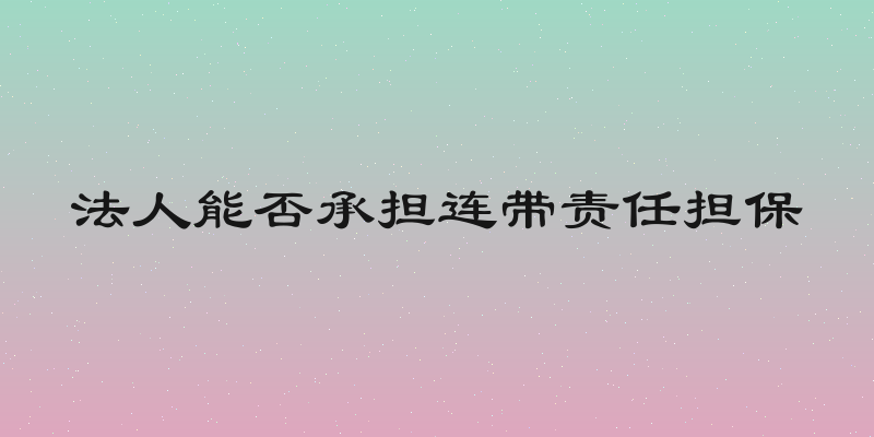 法人能否承担连带责任担保